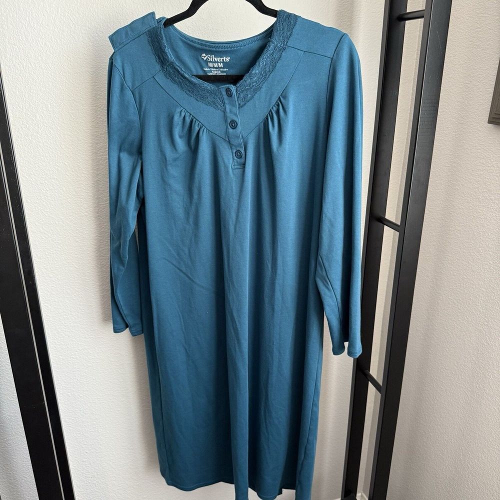 Silvert's Teal Long-Sleeve Nightgown - Teal Sleep Dress